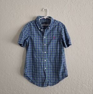 Ralph Lauren Plaid Lightweight Cotton Button Down Short Sleeve Shirt